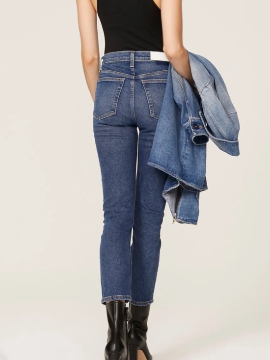 Re/Done Denim - High-Rise Ankle Crop Jeans - Blue